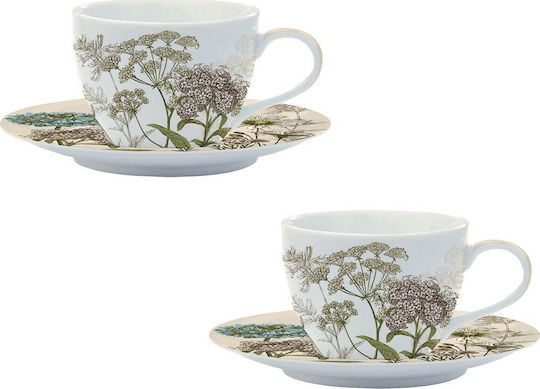 Marva Botanica Σετ Φλιτζάνια Καφέ από Πορσελάνη Beige 2τμχ