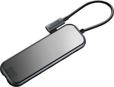 Baseus USB-C Stație de andocare cu HDMI 4K PD Ethernet Gri (CAHUB-DZ0G)