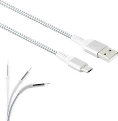 Lamtech LAM450275 Braided USB 2.0 σε micro USB 2m Ασημί