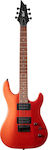 Cort KX100 Chitară Electrică cu Forma Stratocaster și Configurație de Pickup-uri HH Iron Oxide