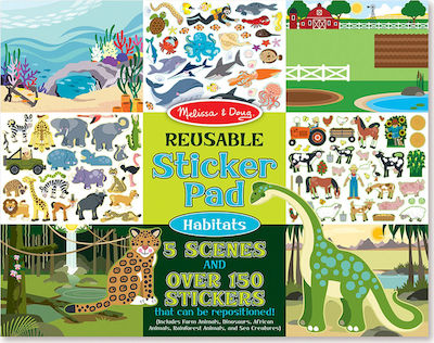 Melissa & Doug Stickers Reusable Sticker Pad Animals for Children 3++ Years