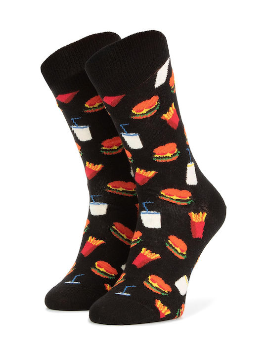 Happy Socks Hamburger Ανδρικές Κάλτσες με Σχέδια Μαύρες