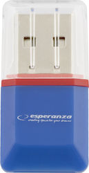 Esperanza EA134 Cititor de Carduri USB 2.0 pentru / /m/i/c/r/o/S/D/ / / / / Albastru