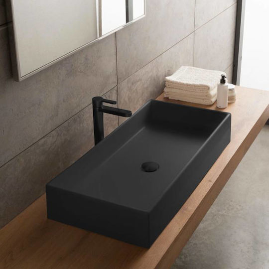 Scarabeo Teorema Επικαθήμενος Νιπτήρας Πορσελάνης 60x40x14cm Black Matt Scarabeo Teorema Επικαθήμενος Νιπτήρας Πορσελάνης 60x40x14cm Black Matt