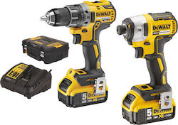 Dewalt -QW Set Drill Driver & Impact Driver 18V with 2 5Ah Batteries and Case