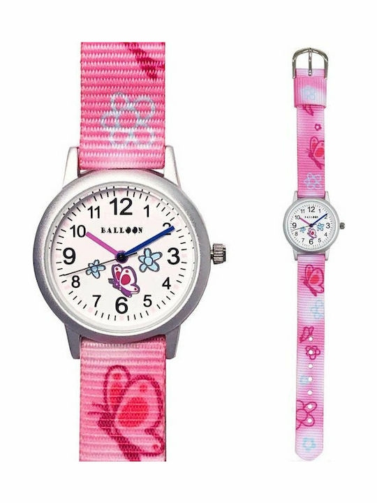 Balloon Kinder-Analoguhr mit Stoffarmband Mehrfarbig