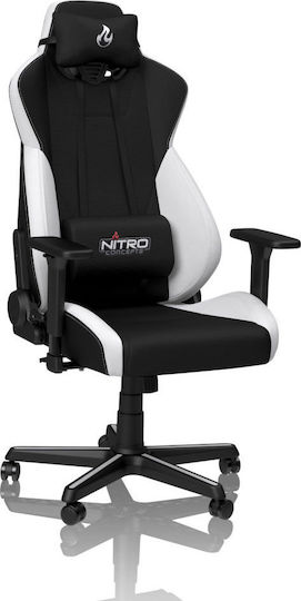 Nitro Concepts S300 Fabric Gaming Chair with Adjustable Arms White