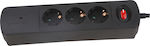 Spot Light 3-Outlet Power Strip with Surge Protection 1.4m Black