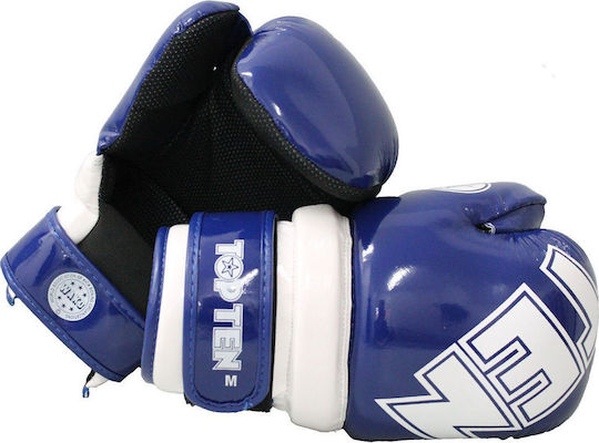 Top Ten Wako Glossy Pointfighter Boxing Gloves made of Synthetic Leather for Match Blue