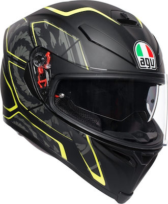 AGV K-5 S Tornado Max Pinlock Full Face Helmet with Pinlock and Sun Visor DOT / ECE 22.05 1530gr Black/Yellow Fluo 210041A2MY039004