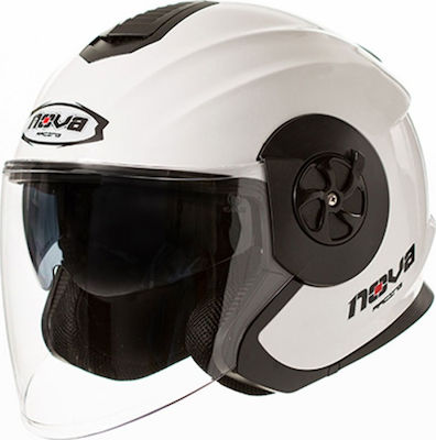 Nova Racing 210-DV Jet Helmet with Sun Visor ECE 22.05 White NV210DVW