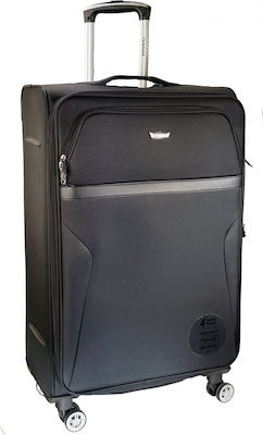 Diplomat ZC998 Large Travel Suitcase Fabric Black with 4 Wheels Height 78cm.