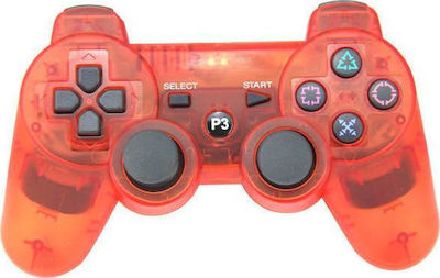 Ασύρματο Gamepad για PS3 Transparent Red