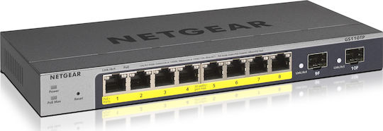 NetGear GS110TP v3 Managed L2 PoE Switch with 8 Gigabit (1Gbps) Ethernet Ports and 10 SFP Ports