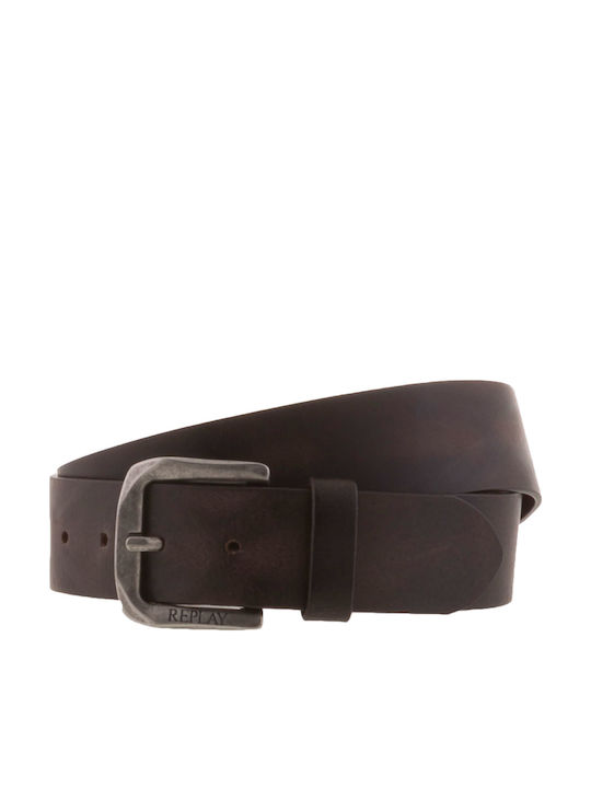 Wide Men's Belt Leather Brown