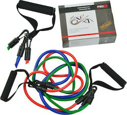 Profit Rubber Expander Gymtube Гуми за Фитнес с Дръжки Подредба 3 Бр Многоцветни 1.2м