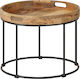 Round Solid Wood Side Table Natural L50xW50xH40cm