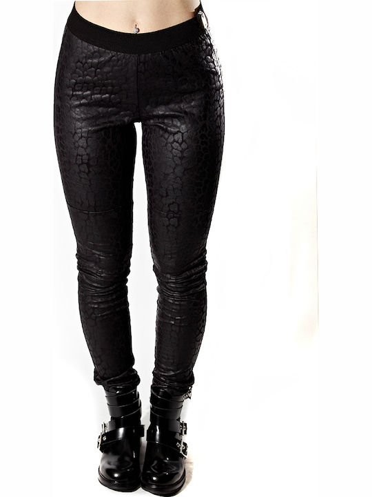 P-Elmy Women's Fabric Trousers Leopard Black