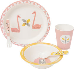 Fresk Baby Bamboo Feeding Set Swan 5pcs Pink