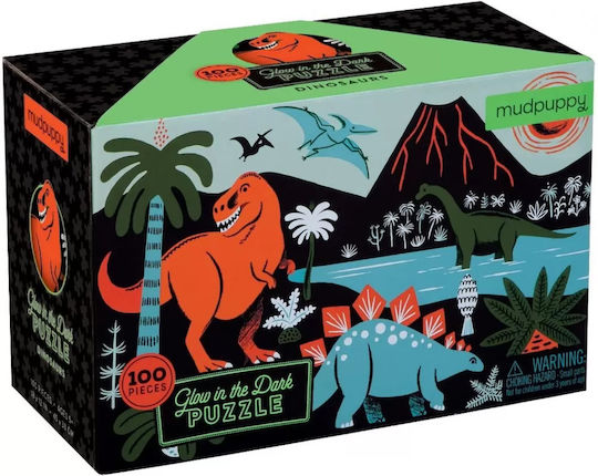 Kids Puzzle Dinosaur Glow In The Dark for 5+ years+ Years 100pcs Mudpuppy