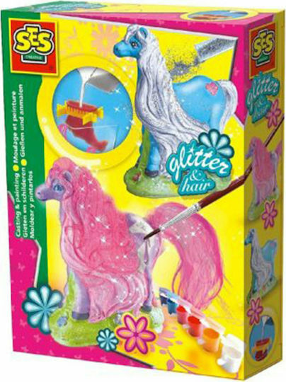 Ses Creative Παιχνίδι Κατασκευών Glitter Hair Horses Casting and Painting Set για Παιδιά 5+ Ετών