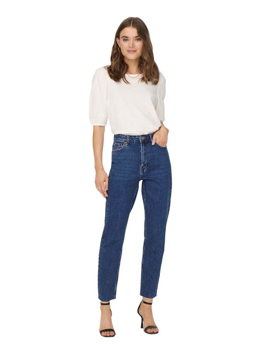 Emily High Waist Women's Jean Trousers in Skinny Fit Dark Blue Denim