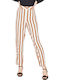 Pilu Damen Hoch tailliert Stoff Hose in Karotten Passform Gestreift Orange