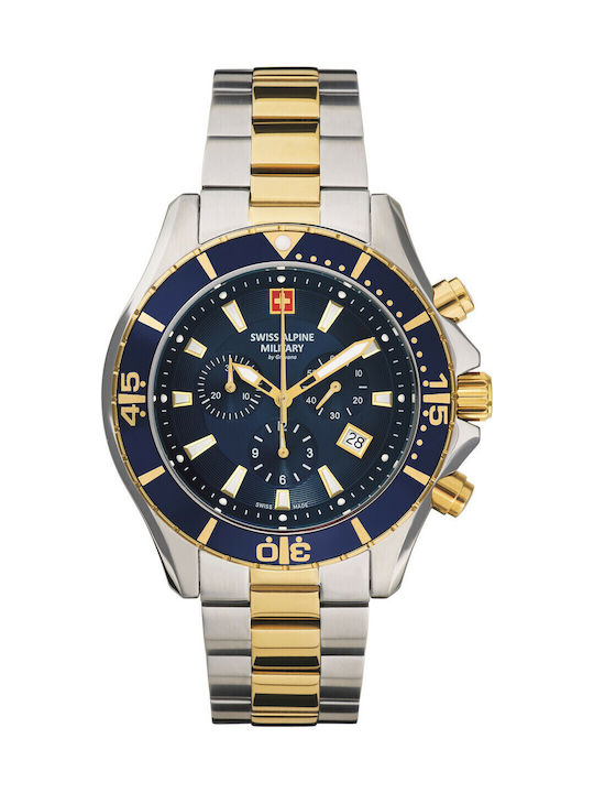 Swiss Alpine Military by Grovana Ανδρικό Ρολόι 46mm Μπαταρίας με Χρυσό Μεταλλικό Μπρασελέ