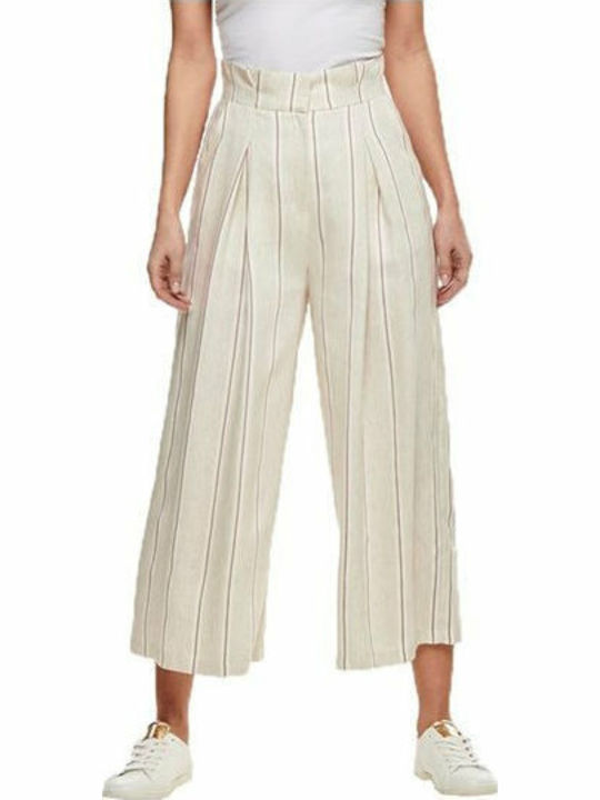 Only Women's High-waisted Fabric Trousers Beige