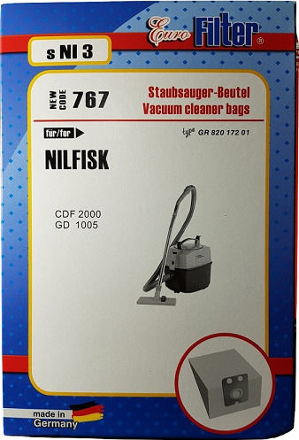 Euro Filter s NI 3 GD 1000 Nilfisk Vacuum Cleaner Bags 5pcs Compatible with Vacuum Cleaner Nilfisk