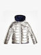 Kids' Quilted Jacket Short Double Sided with Hood Silver