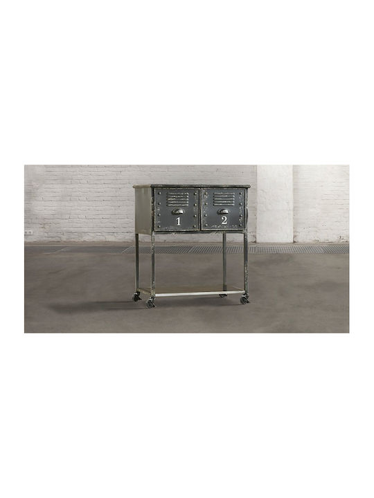 Metallic Chest of Drawers with 2 Drawers Brown 65x43x75cm