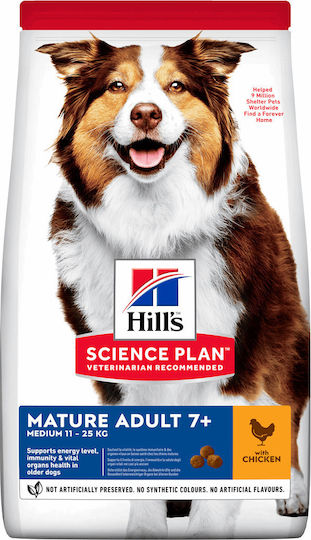 Hill's Science Plan Mature Adult 7+ Medium 14kg Dry Food for Senior Medium Breed Dogs with Chicken