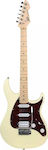 Peavey Raptor Plus Chitară Electrică cu Forma Stratocaster și Configurație de Pickup-uri HSS Ivory