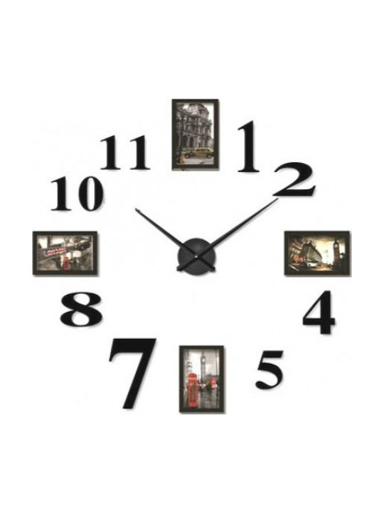 3D Do it Yourself 3D Wall Clock Sticker Plastic Black