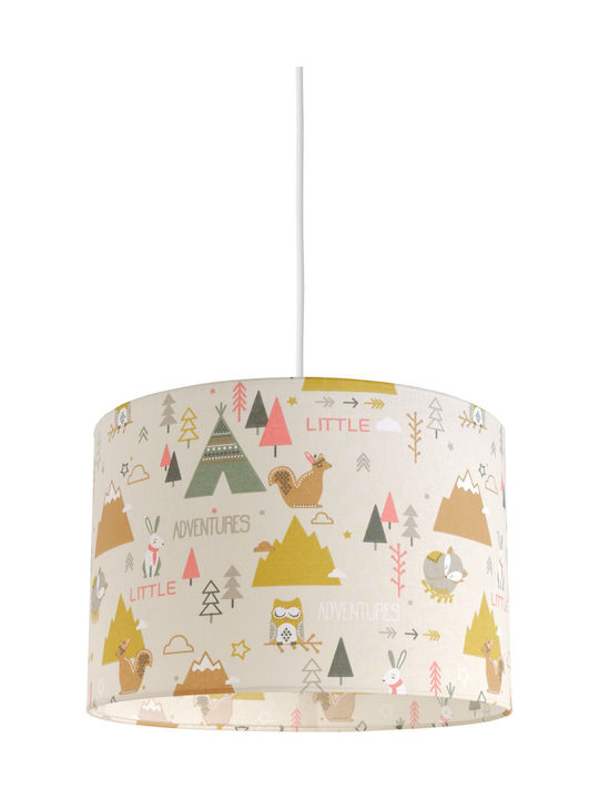 Veis Little Adventures Single Bulb Kids Lighting Pendant of Fabric 60W with Drive Size E27 35x24cm