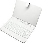 Klappdeckel Synthetisches Leder mit Tastatur Englisch US Weiß (Universal 9") 34.801.0021