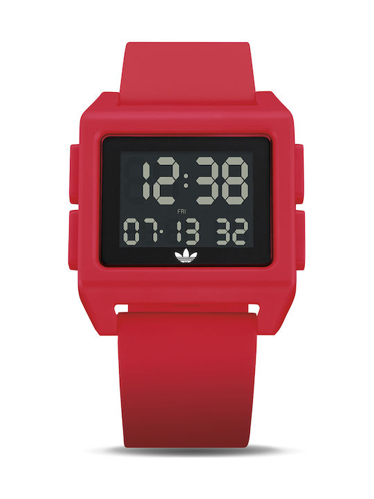 Adidas Archive SP1 Ψηφιακό Ρολόι Μπαταρίας με Καουτσούκ Λουράκι σε Κόκκινο χρώμα