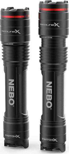 Nebo Rechargeable Flashlight LED Waterproof IPX7 with Maximum Brightness 1800lm RedlineX Black