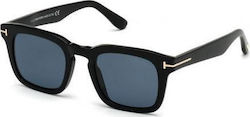 Tom Ford Men's Sunglasses with Black Plastic Frame and Black Lens FT0751 01V