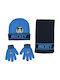 Stamion Kids Beanie Set with Scarf & Gloves Knitted Blue