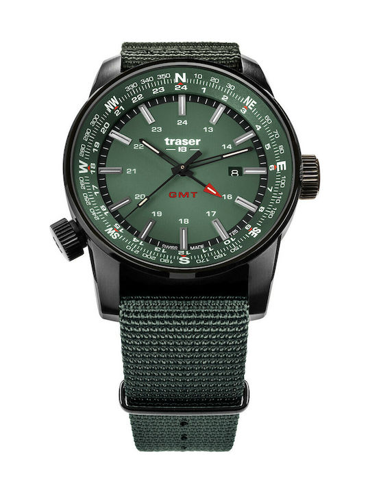 Traser H3 Watch Battery with Green Fabric Strap