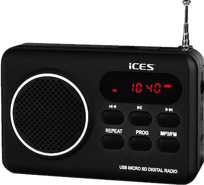 Ices IMPR-112 Tabletop Radio Rechargeable with USB Black