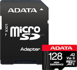 Adata High Endurance microSDXC 128GB Class 10 U3 V30 A2 UHS-I με αντάπτορα