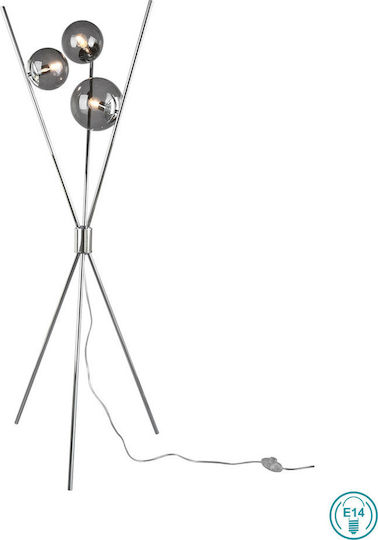 Trio Lighting Lance Stehleuchte H156xB60cm. mit Fassung für Lampe E14 Silber