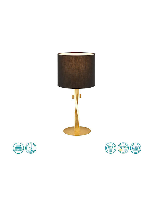 Trio Lighting Nandor Metal Table Lamp for Socket E27 with Black Shade and Gold Base