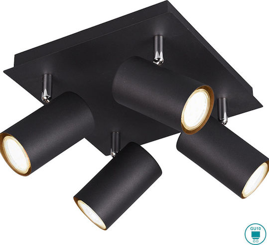 Trio Lighting Marley Спот с 4 Светлини и с Цокъл GU10 в Черен Цвят