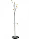 M&T Displays Metallic Coat Rack with Umbrella Holder Chrome With Marble Base & Umbrella Stand 38x38x180cm