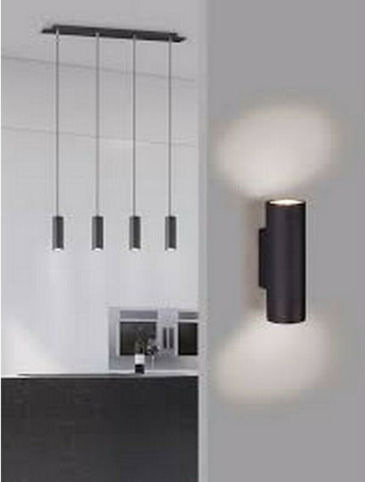 Trio Lighting Marley Pendant Light Black Rail for 4 Bulbs GU10 75x9cm