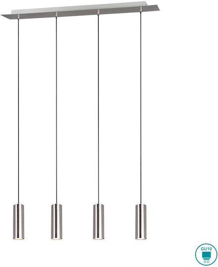 Trio Lighting Marley Pendant Light Silver Rail for 4 Bulbs GU10 75x150cm